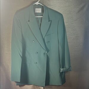 Marcello Collection Milano Teal Double-Breasted Blazer Size 44R